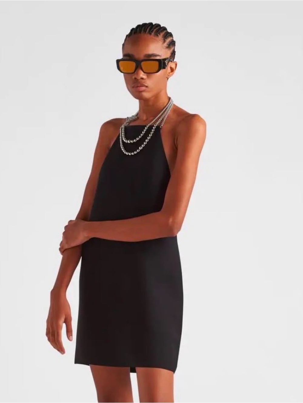 Prada Cady Mini Dress with Necklace